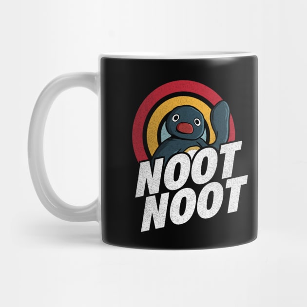 Noot Noot Funny Penguin Meme Vintage Rainbow Distressed by A Comic Wizard